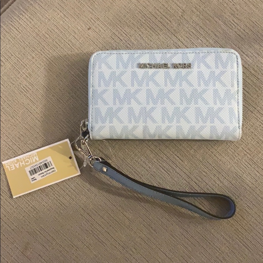 Micheal Kora Wallet (lights blue with MK logos)
